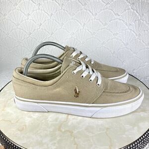 Polo Ralph Lauren Sneakers Mens Sz 8 Khaki Faxon Low-Top Canvas Slip On Sneakers